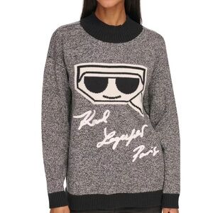 KARL LAGERFELD PARIS
Women's Logo Marled Mock-Neck Sweater